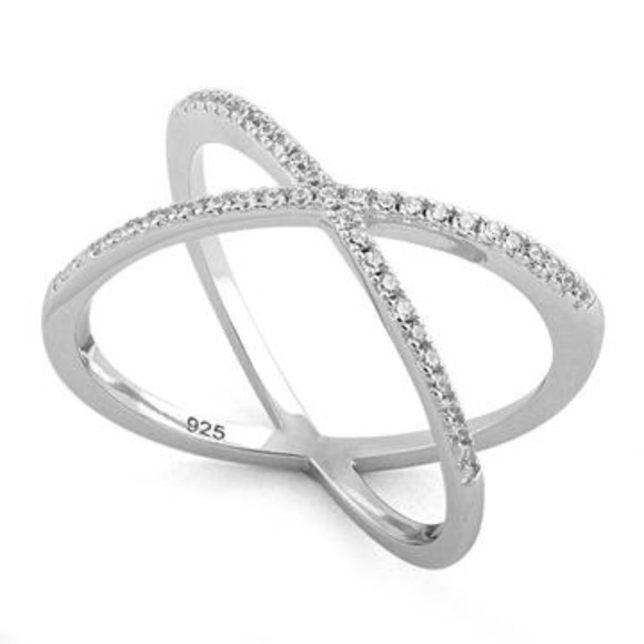 RESTOCK SOON Sterling Silver X Cubic Zirconia Ring - Picture 3 of 8